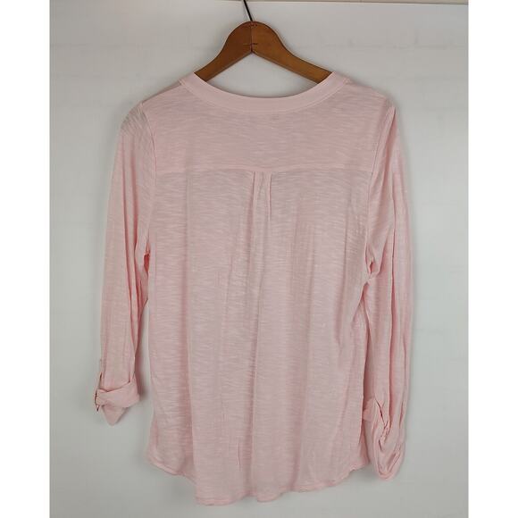 Black White Size Large Women Pockets Keyhole Tab Sleeve Hi Lo - Picture 2 of 8